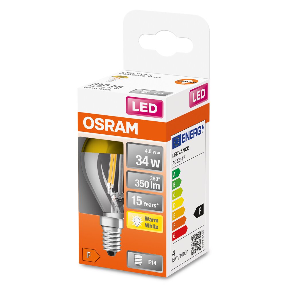 OSRAM LED Retrofit E14 4 watt 2700 kelvin 380 lumen main product photo