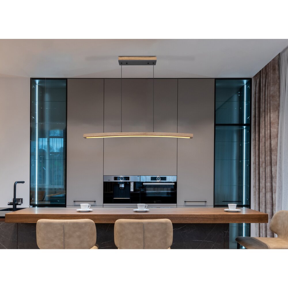 Suspension Globo DORO LED Gris, Couleur bois, 1 lumière main product photo