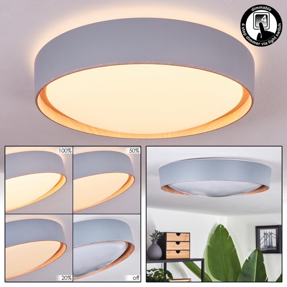 Plafonnier Louea LED Brun, Gris, Couleur bois, 1 lumière main product photo