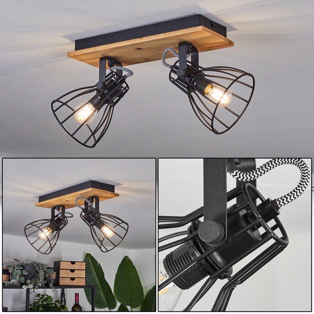 Plafonnier Tros Écru, Noir, 2 lumières main product photo