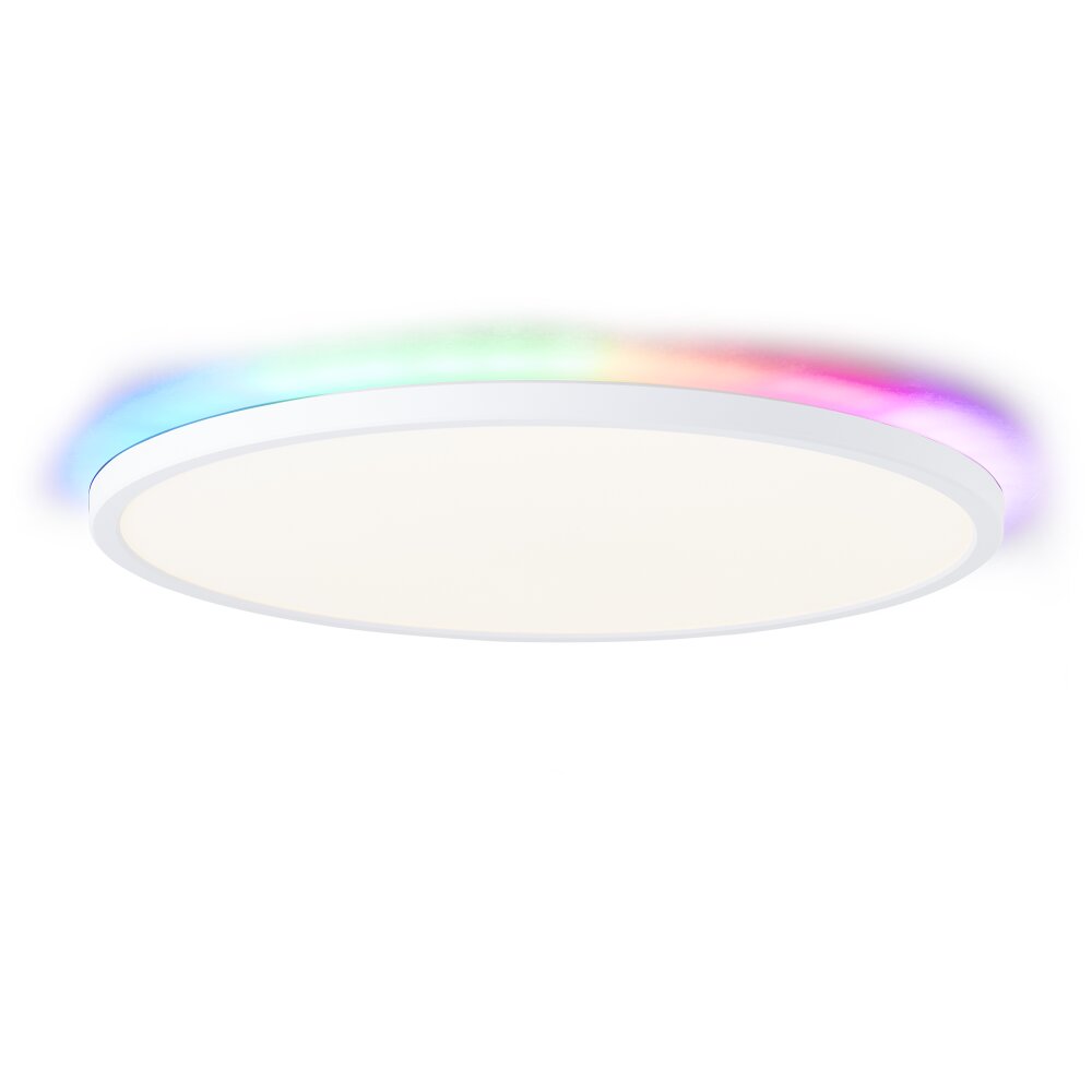 Plafonnier Brilliant Saltery LED Blanc, 1 lumière, Télécommandes, Changeur de couleurs main product photo