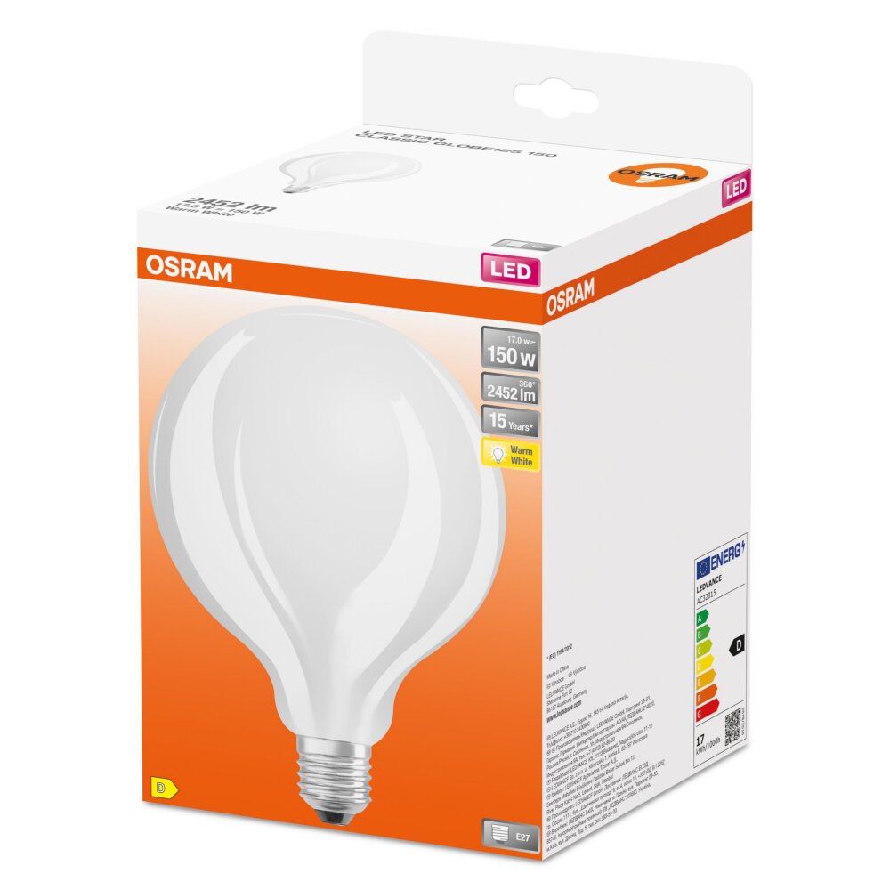 OSRAM Retrofit LED E27 17 Watt 2700 Kelvin 2452 lumen main product photo