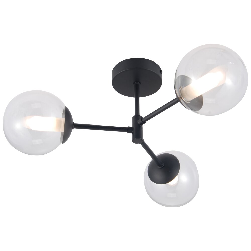 Plafonnier Brilliant Gitse Noir, 3 lumières main product photo
