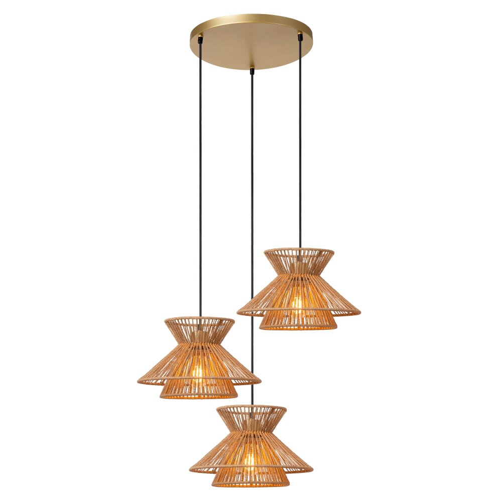 Suspension Lucide TASMAN Or, Laiton, 3 lumières main product photo
