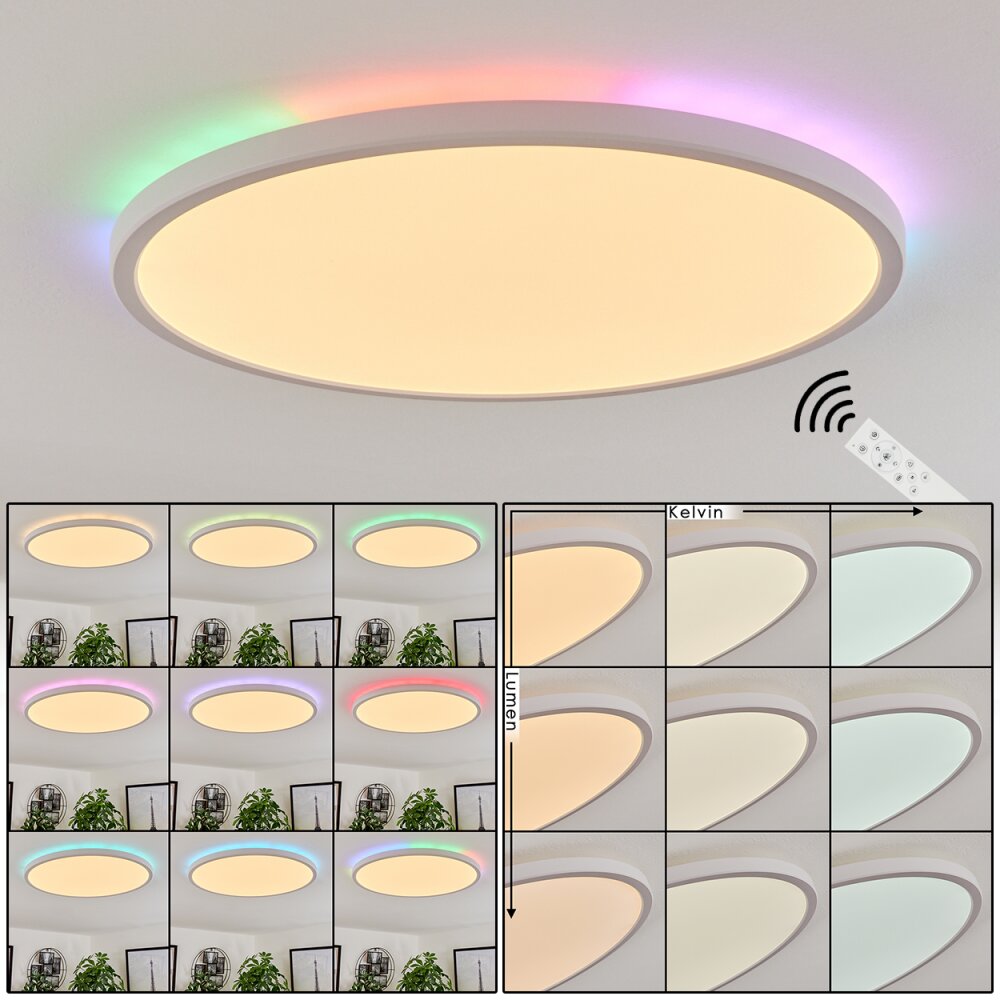 Plafonnier Hortinhas LED Blanc, 1 lumière, Télécommandes, Changeur de couleurs main product photo