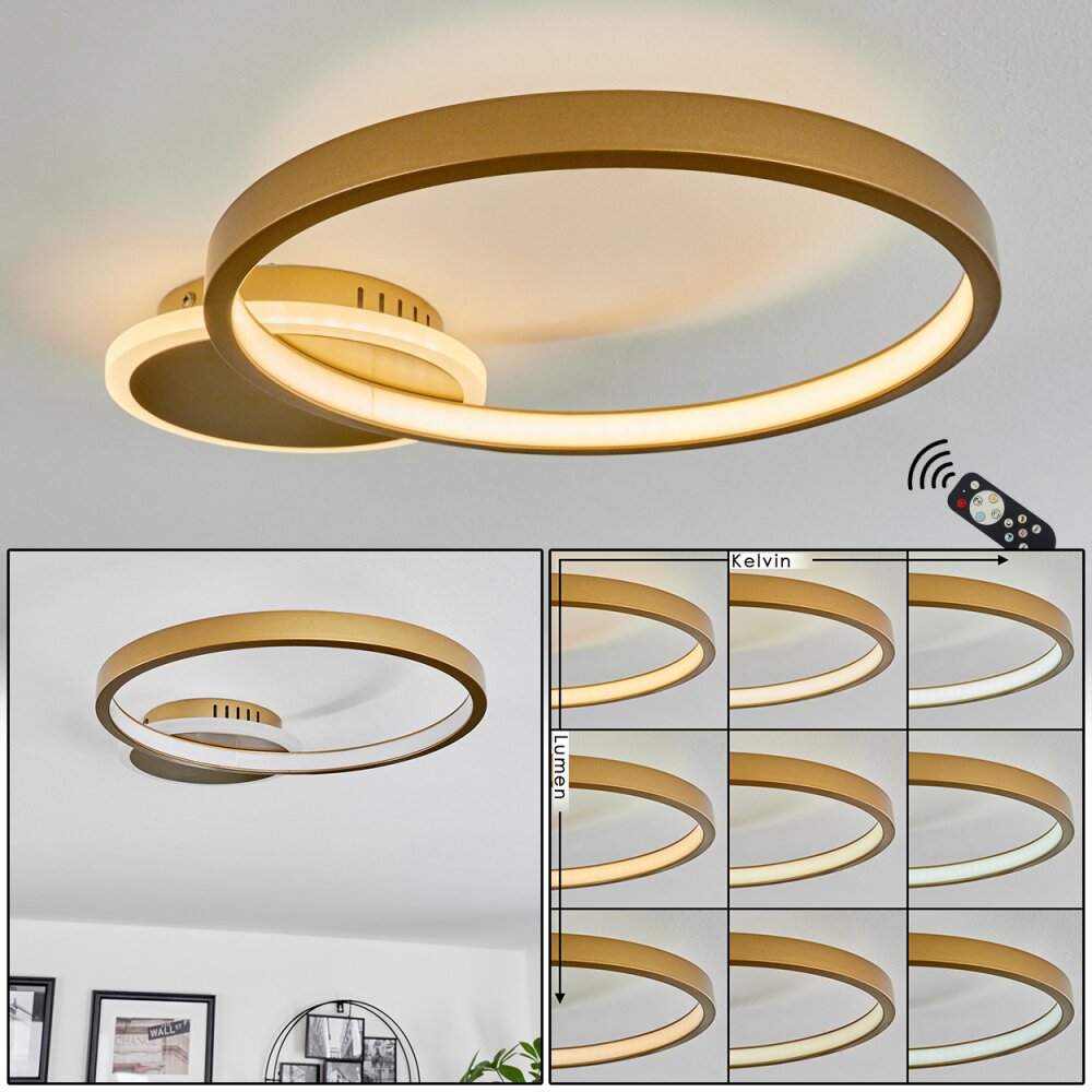 Plafonnier Bina LED Laiton, 1 lumière, Télécommandes main product photo