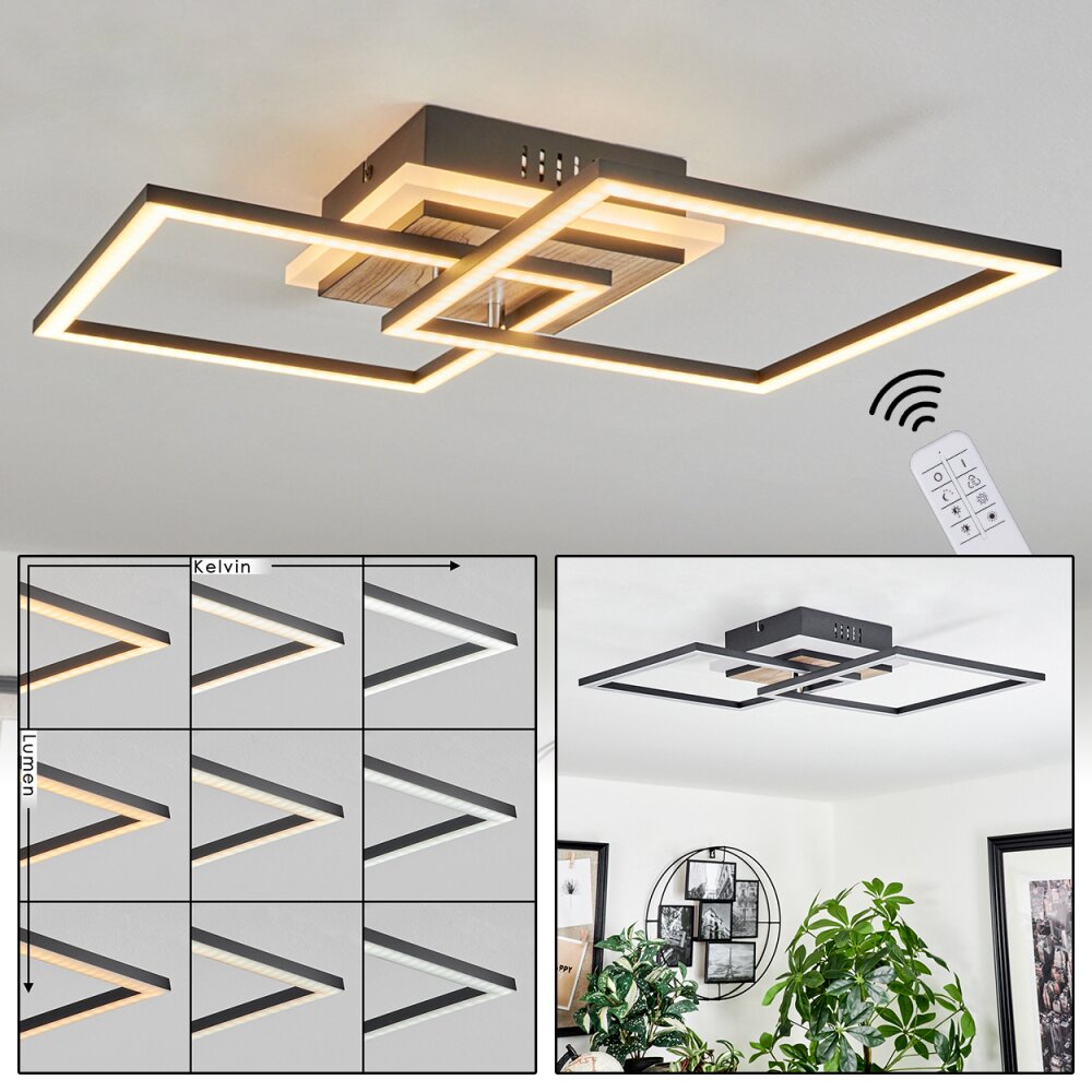Plafonnier Audouin LED Couleur bois, 1 lumière, Télécommandes main product photo