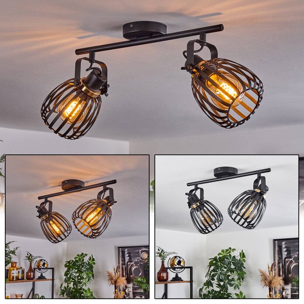 Plafonnier Pocho Laiton, Noir, 2 lumières main product photo