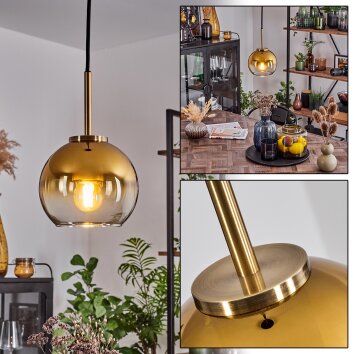 Suspension Verre 15 cm Koyoto Vieux laiton, 1 lumière