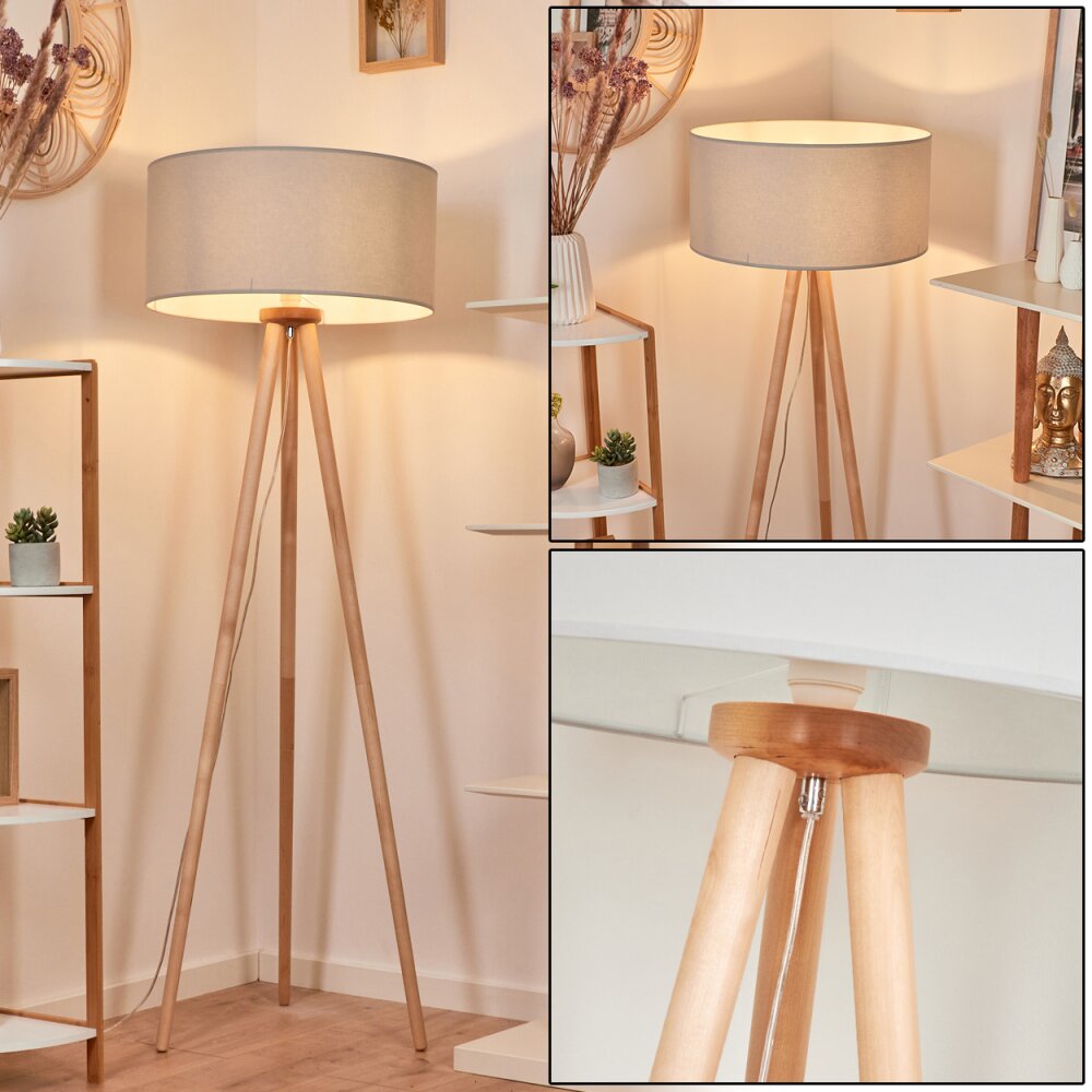 Lampadaire Saladillo Bois clair, Blanc, 1 lumière main product photo