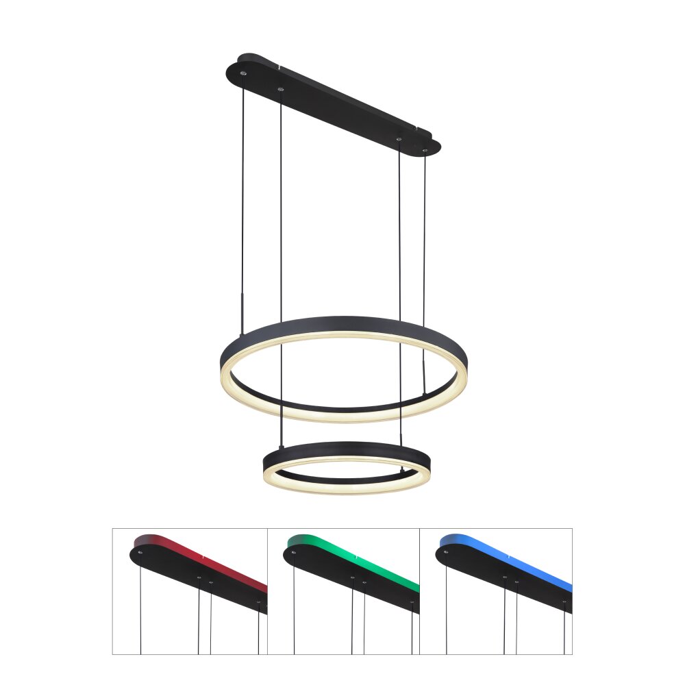 Suspension Globo AUGUSTO LED Or, Noir, 2 lumières, Télécommandes, Changeur de couleurs main product photo