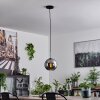 Suspension Verre 20 cm Koyoto Noir, Argenté, 1 lumière