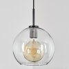 Suspension Verre 25 cm Koyoto Acier inoxydable, Noir, 1 lumière