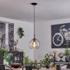 Suspension Verre 25 cm Koyoto Acier inoxydable, Noir, 1 lumière