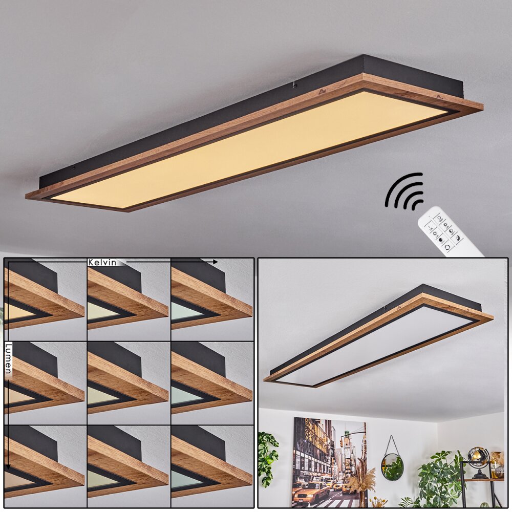 Plafonnier Salmi LED Couleur bois, 1 lumière, Télécommandes main product photo