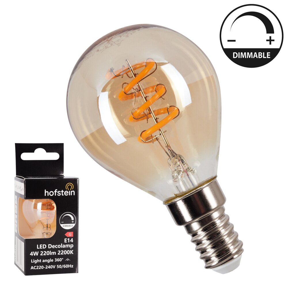 E14 LED 4 watt 2200 kelvin 220 lumen Ambre, 1 lumière main product photo