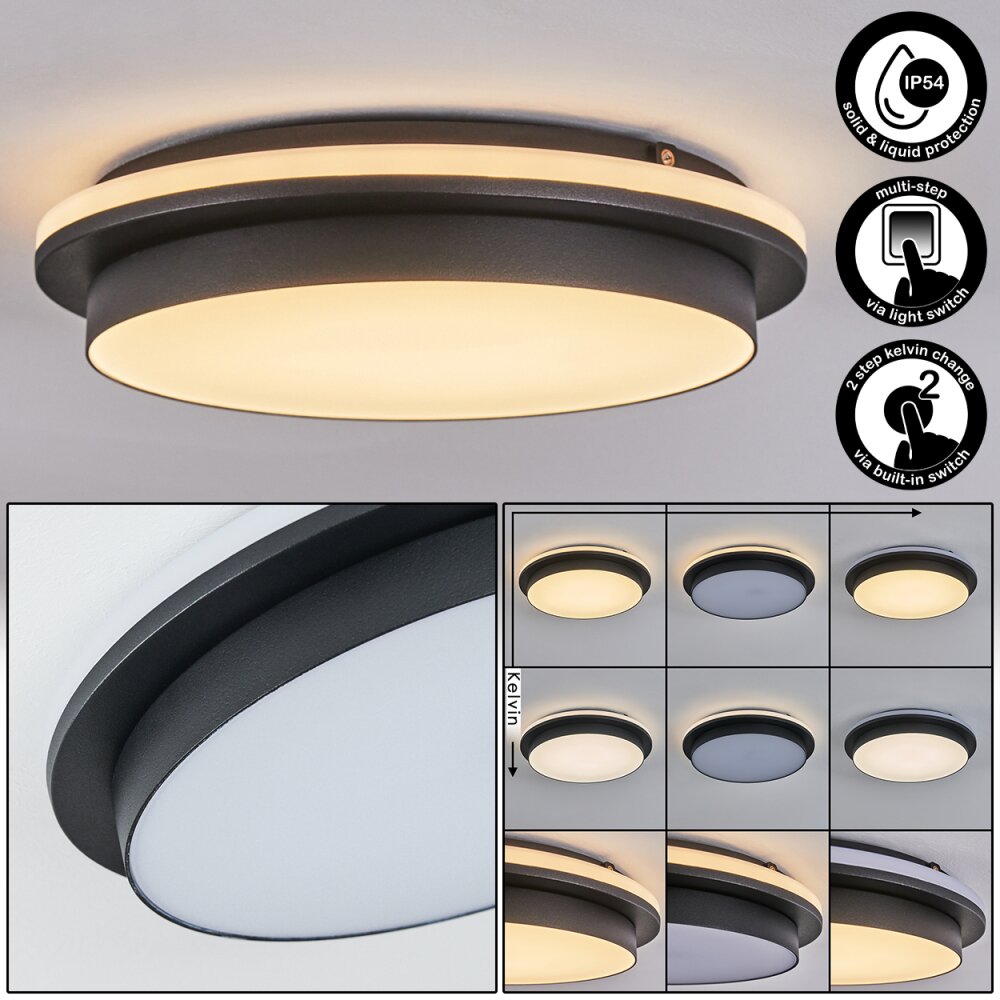 plafonnier extérieur Caucete LED Noir, 1 lumière main product photo