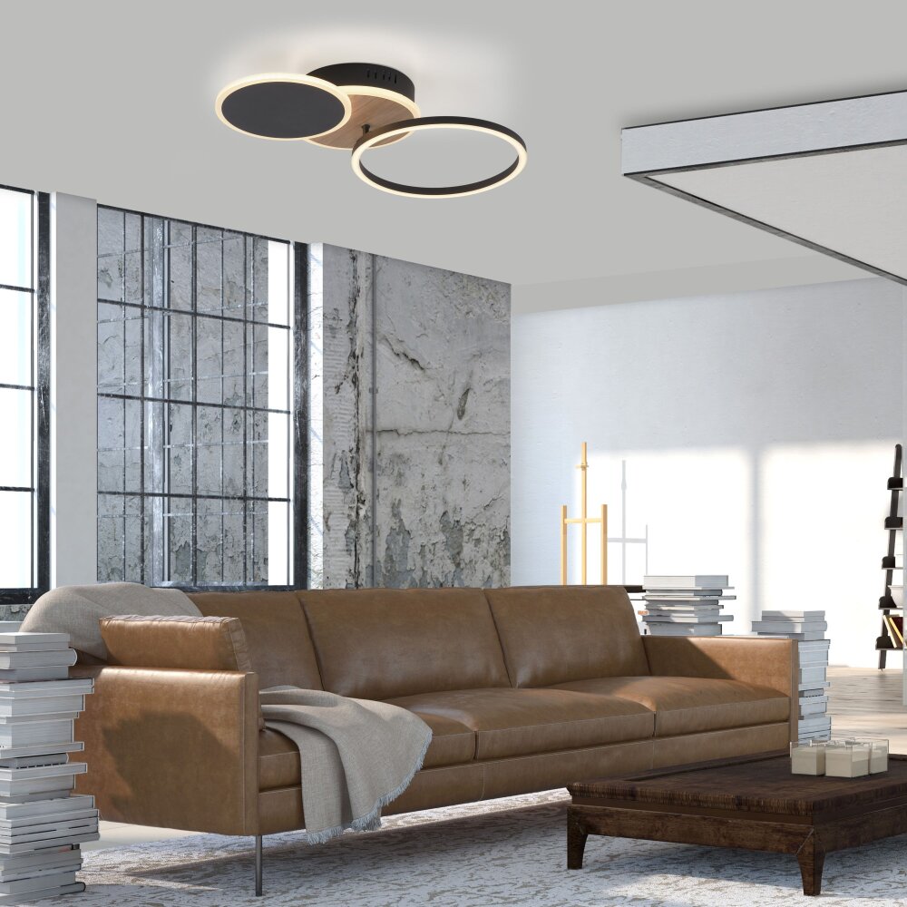 Plafonnier Leuchten-Direkt SEVENT LED Couleur bois, Noir, 1 lumière main product photo
