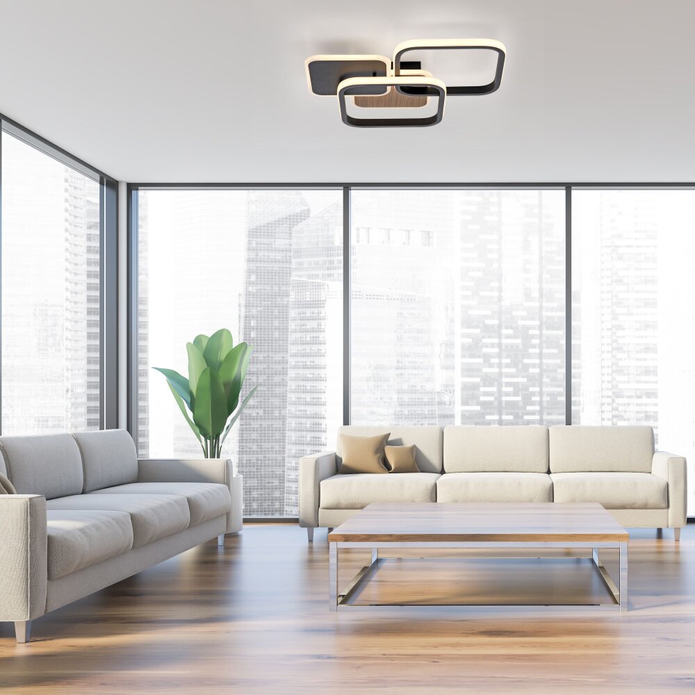 Plafonnier Leuchten-Direkt SEVENT LED Couleur bois, Noir, 1 lumière main product photo