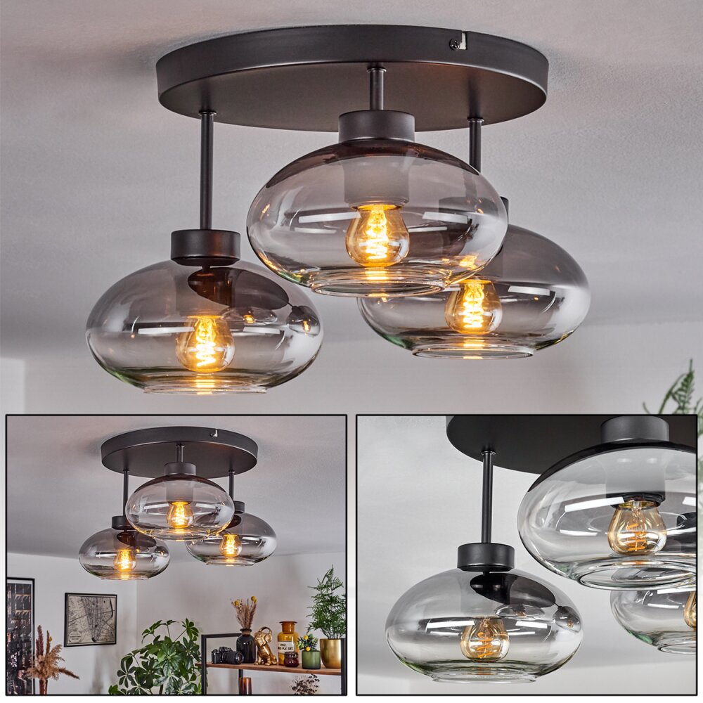 Plafonnier Haikala Clair, Fumé, 3 lumières main product photo