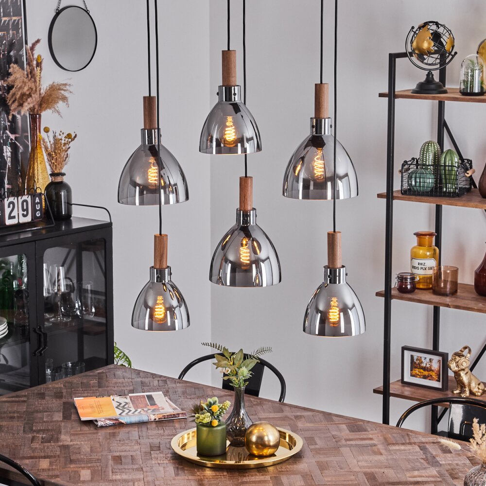 Suspension Yadekope Écru, Noir, 6 lumières main product photo