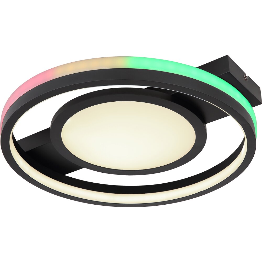 Plafonnier Globo GISELL LED Noir, 1 lumière, Télécommandes, Changeur de couleurs main product photo