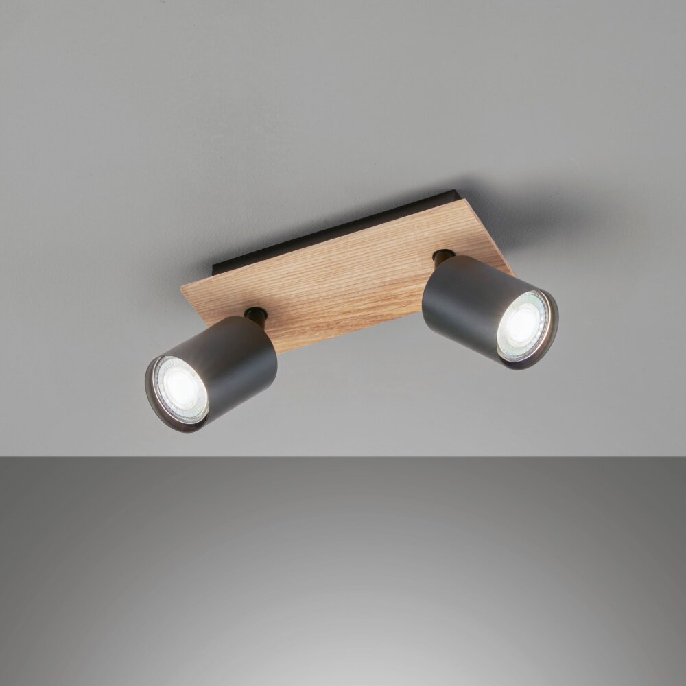 Plafonnier Fischer & Honsel Holton LED Couleur bois, Noir, 2 lumières main product photo