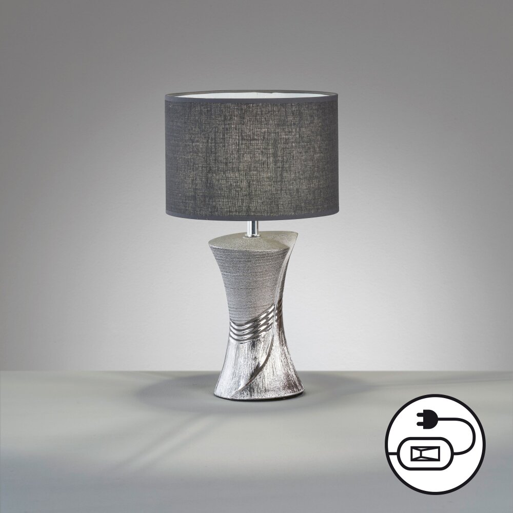 Lampe de table Fischer & Honsel Louis Argenté, 1 lumière main product photo