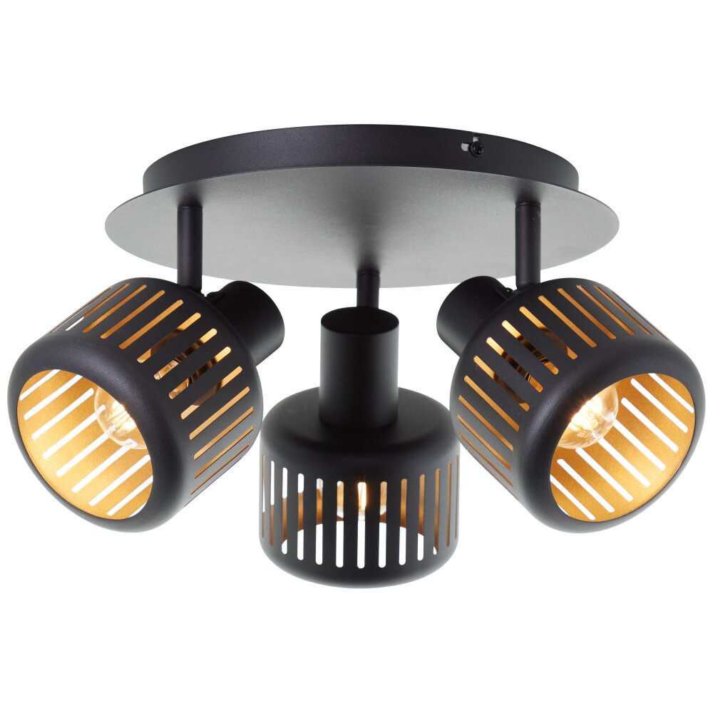 Plafonnier Brilliant Tyas Noir, 3 lumières main product photo