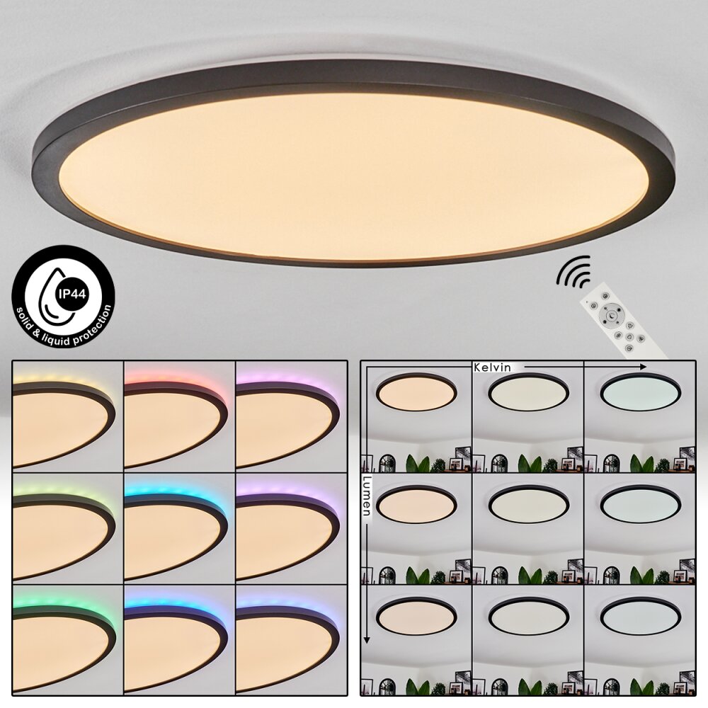 Plafonnier Boyero LED Noir, 2 lumières, Télécommandes, Changeur de couleurs main product photo