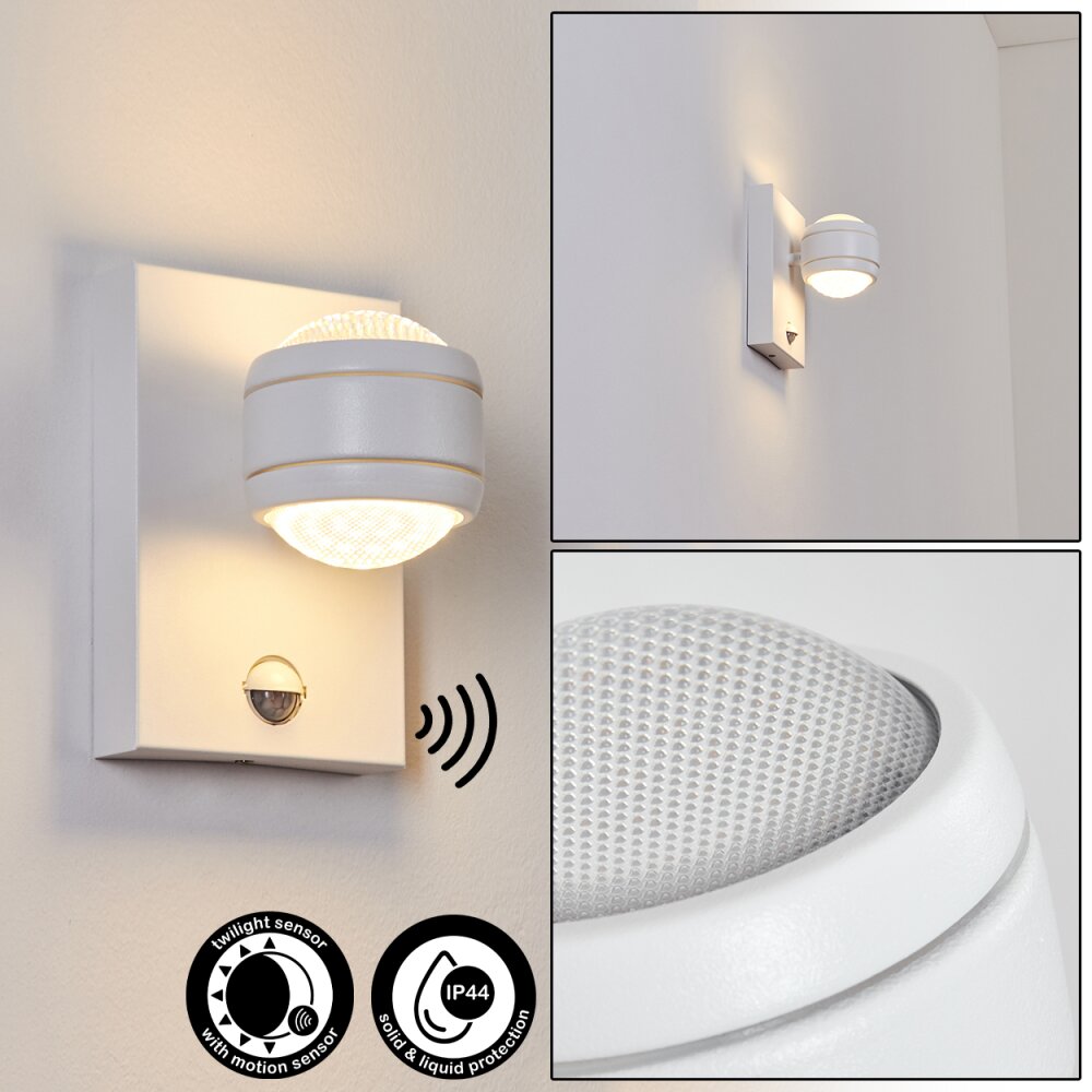 Applique murale d'extérieur Borlo LED Blanc, 2 lumières, Détecteur de mouvement main product photo