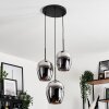 Suspension Verre 20cm Vevino Chrome, Fumé, 3 lumières