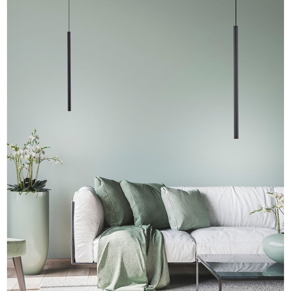 Suspension Paul Neuhaus FLUTE LED Noir, 1 lumière main product photo