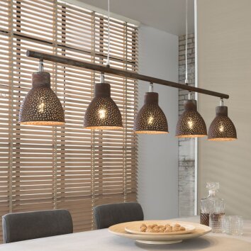 Suspension ZUIDBROEK Brun, 5 lumières Suspension ZUIDBROEK Brun, 5 lumières