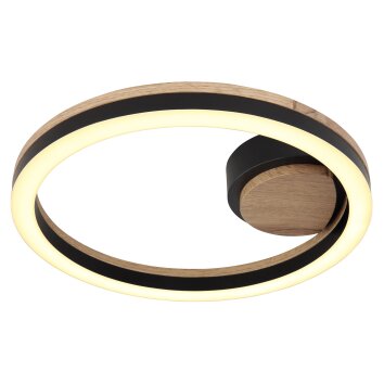 Plafonnier Globo BEATRIX LED Couleur bois, Noir, 1 lumière