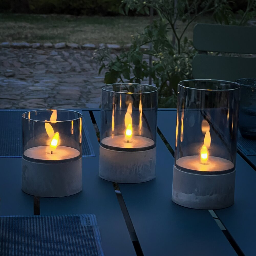 Lampe de table extérieure, set de 3 Brilliant Bougie LED Gris, 1 lumière main product photo