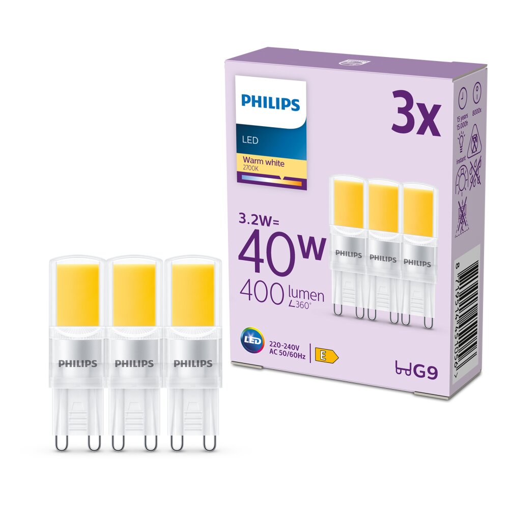 Philips bulb 3pcs set LED GU9 3,2 Watt 2700 Kelvin 400 Lumen main product photo