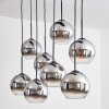 Suspension - Verre Koyoto Chrome, Clair, Fumé, 8 lumières
