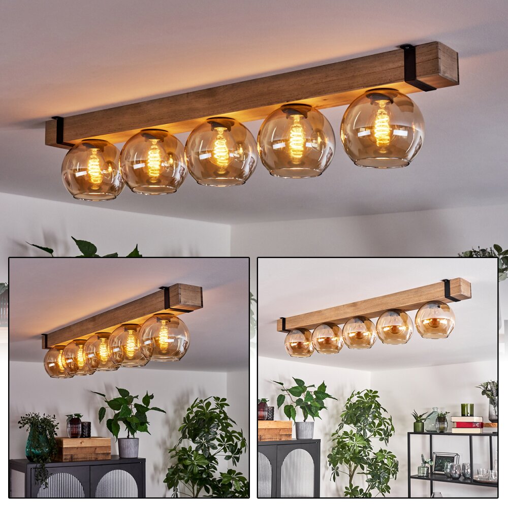 Plafonnier - Verre Montgomery Écru, Noir, 5 lumières main product photo