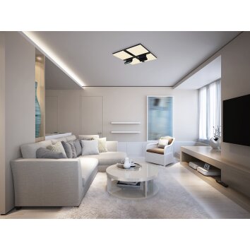 Plafonnier Globo VILLSI LED Noir, Blanc, 1 lumière, Télécommandes