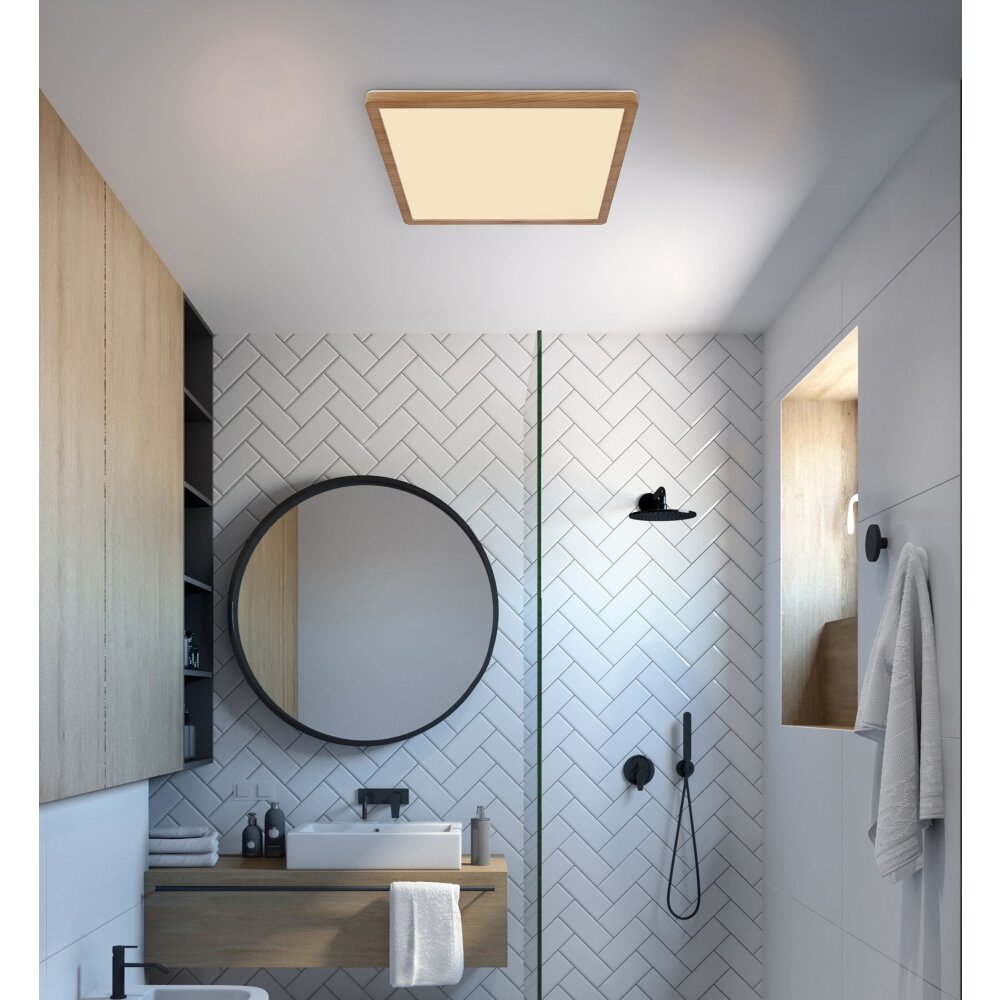 Plafonnier Globo SAPANA Couleur bois, Blanc, 1 lumière main product photo