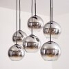 Suspension - Verre Koyoto Chrome, Clair, Fumé, 6 lumières