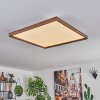 Plafonnier Longvic LED Brun, Couleur bois, Noir, 1 lumière