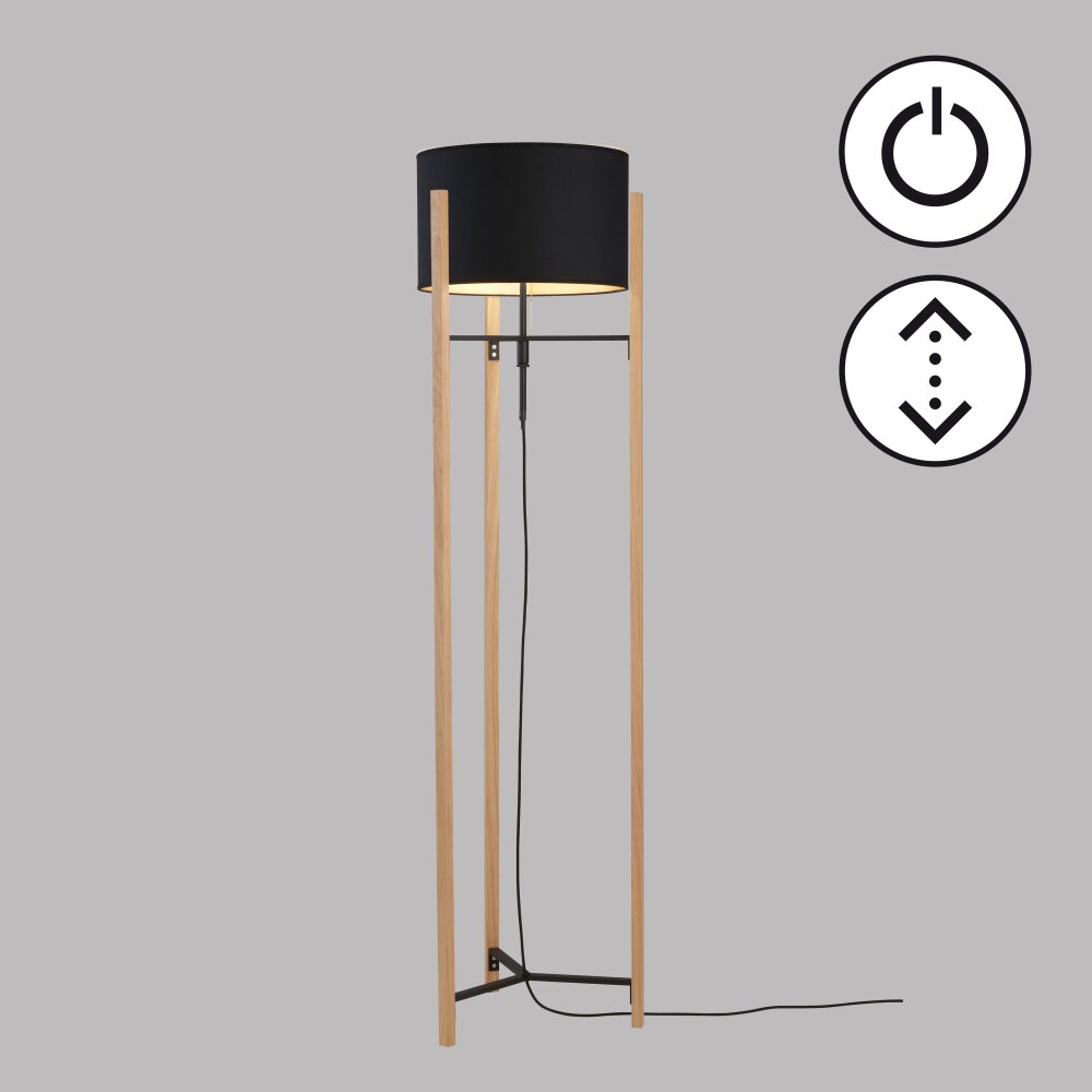 Lampadaire Fischer & Honsel SHINE-WOOD Écru, Noir, 3 lumières main product photo
