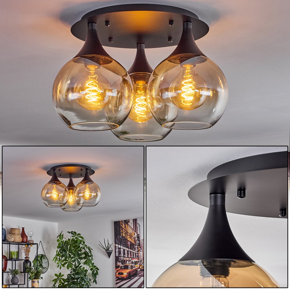 Plafonnier Azurara Noir, 3 lumières main product photo