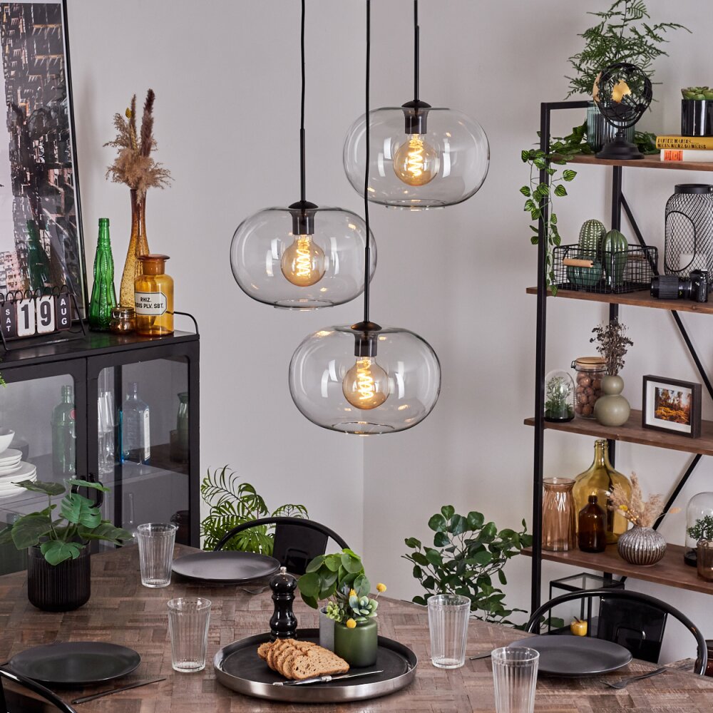 Suspension - Verre Apedo Clair, 3 lumières main product photo