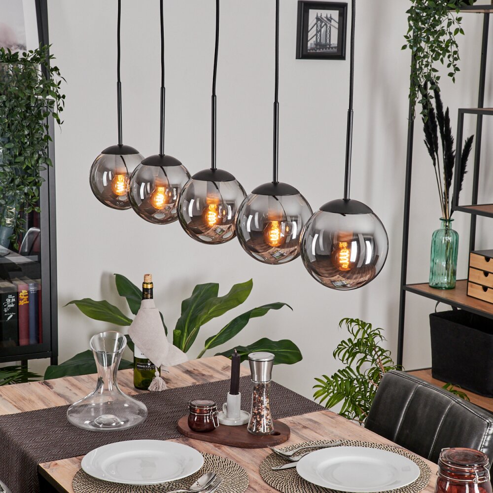 Suspension - Verre Gastor Fumé, 5 lumières main product photo