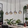 Suspension - Verre Gastor Chrome, Clair, Fumé, 4 lumières