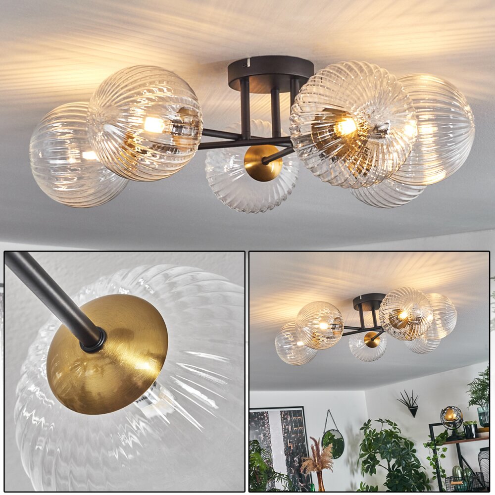 Plafonnier Chehalis Or, Noir, 6 lumières main product photo