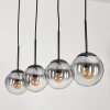 Suspension - Verre Gastor Chrome, Clair, Fumé, 4 lumières